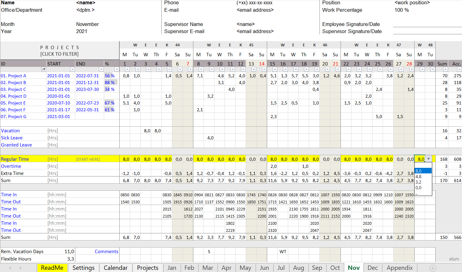 Excel Timesheet Log Your Time Efficiently Project Management